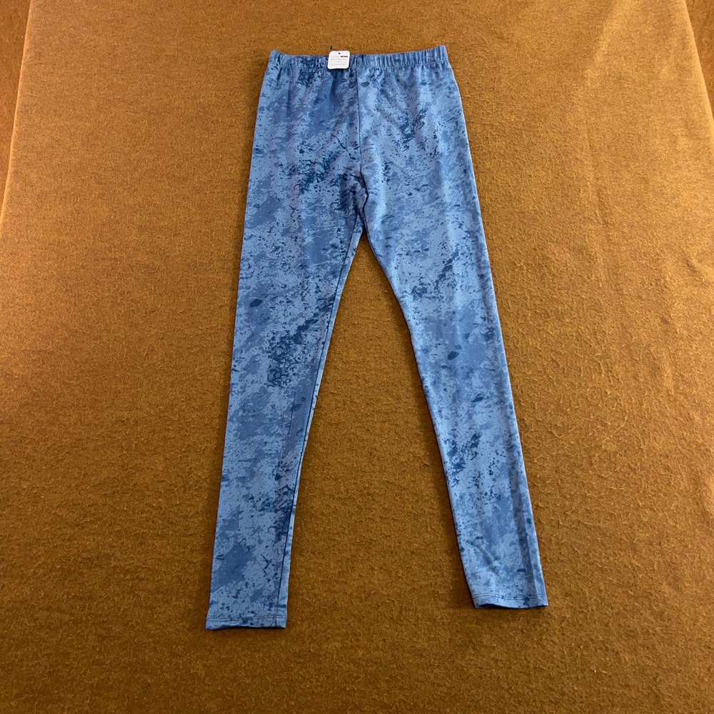 Fashion Nova Womens Large Blue Acid Wash Marble Print Stretch Leggings NWT
